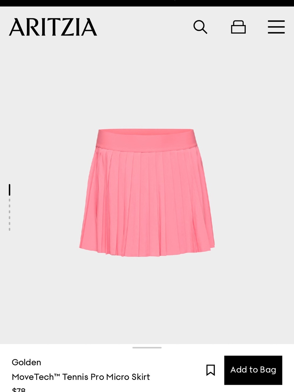 Aritzia Hot Pink Pleated Micro Tennis Skirt
